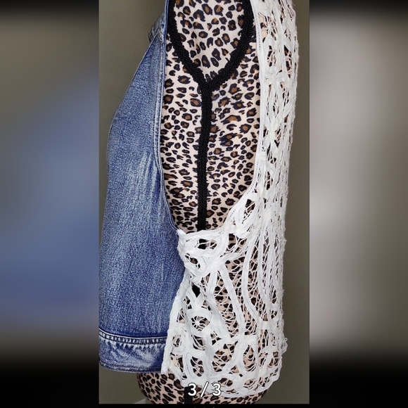 Indigo Threads Denim and Crochet Vest - Picture 3 of 3